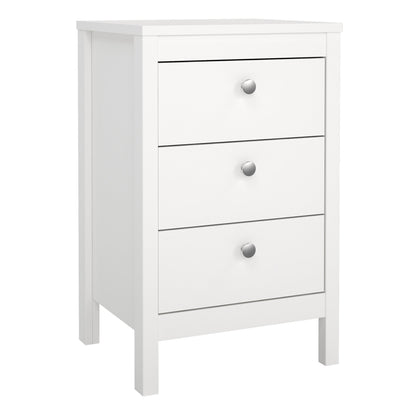 Cote | Furniture Madrid Bedside Table, 3 Drawer - White Madrid, Bedside Tables 726796854949