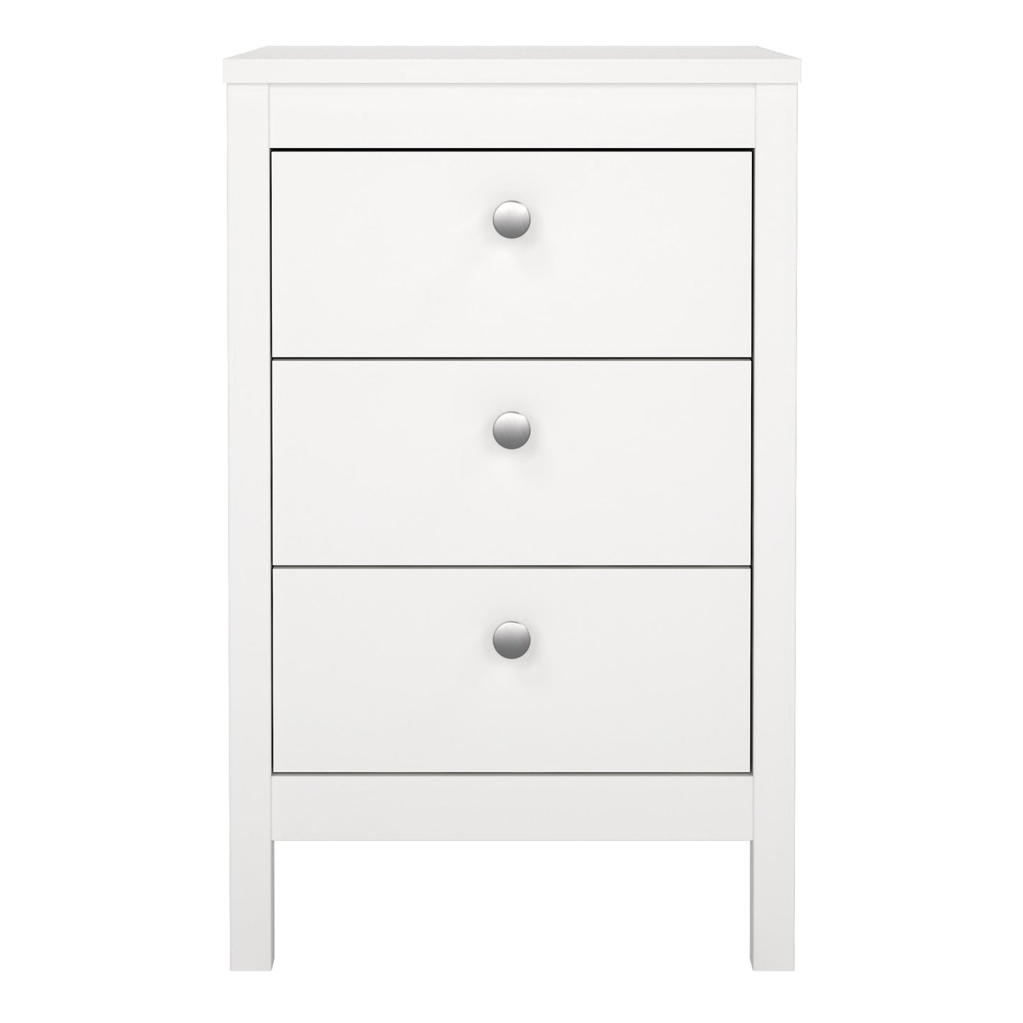 Cote | Furniture Madrid Bedside Table, 3 Drawer - White Madrid, Bedside Tables 726796854949