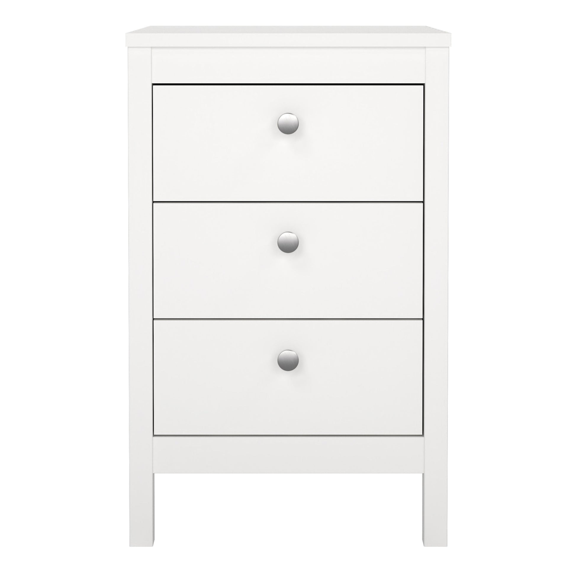 Cote | Furniture Madrid Bedside Table, 3 Drawer - White Madrid, Bedside Tables 726796854949