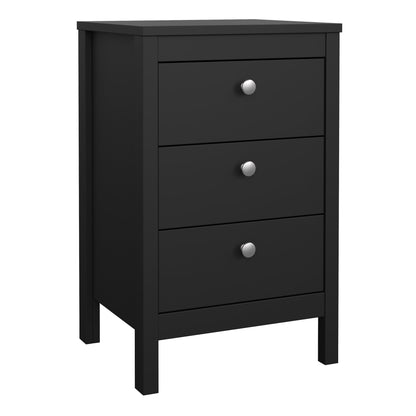 Cote | Furniture Madrid Bedside Table, 3 Drawer - Black Madrid, Bedside Tables 72679685gmgm