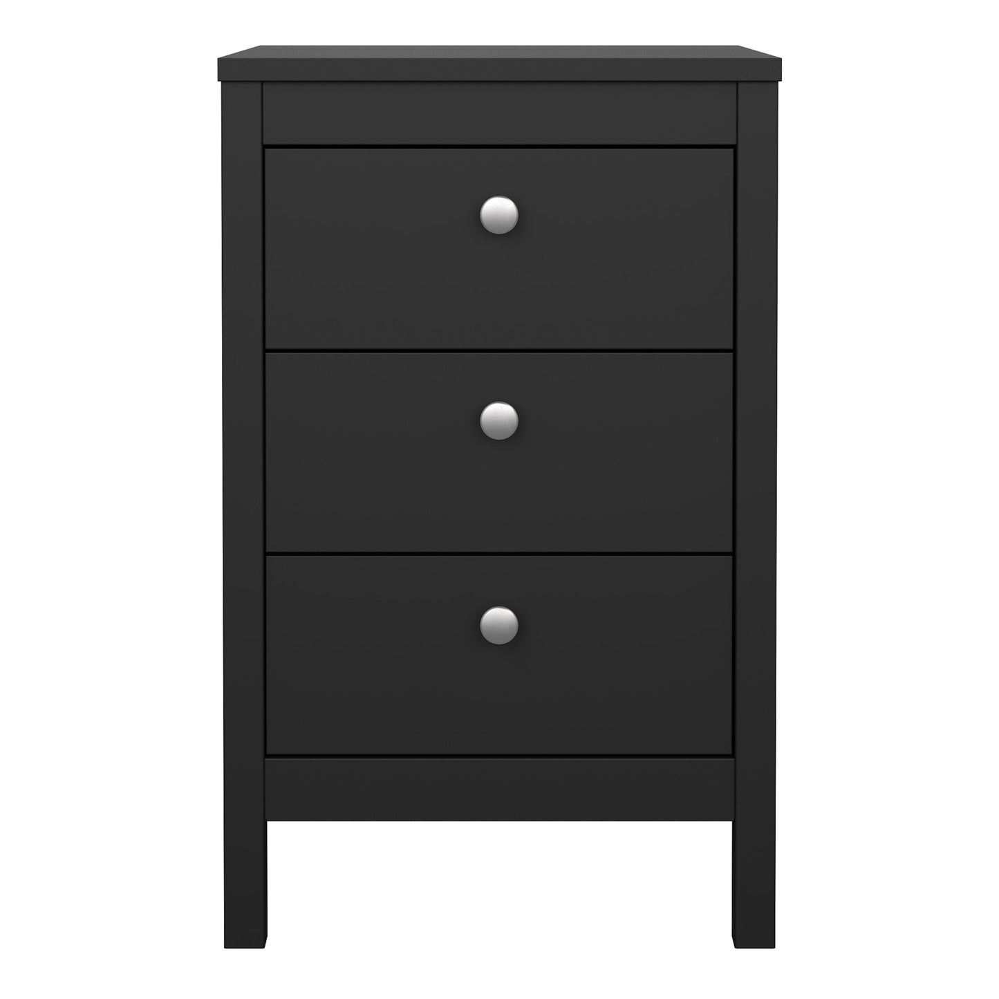 Cote | Furniture Madrid Bedside Table, 3 Drawer - Black Madrid, Bedside Tables 72679685gmgm