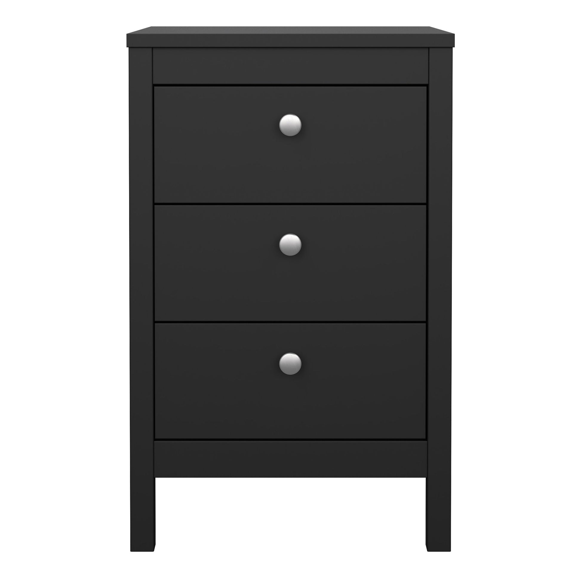 Cote | Furniture Madrid Bedside Table, 3 Drawer - Black Madrid, Bedside Tables 72679685gmgm