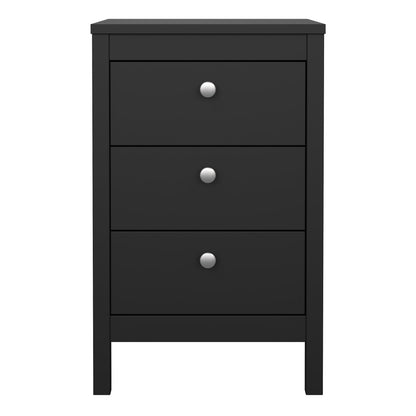 Cote | Furniture Madrid Bedside Table, 3 Drawer - Black Madrid, Bedside Tables 72679685gmgm