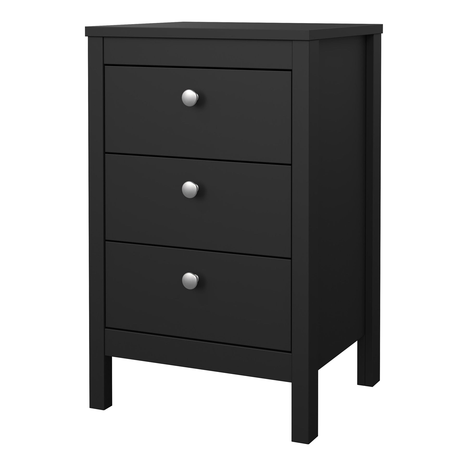 Cote | Furniture Madrid Bedside Table, 3 Drawer - Black Madrid, Bedside Tables 72679685gmgm