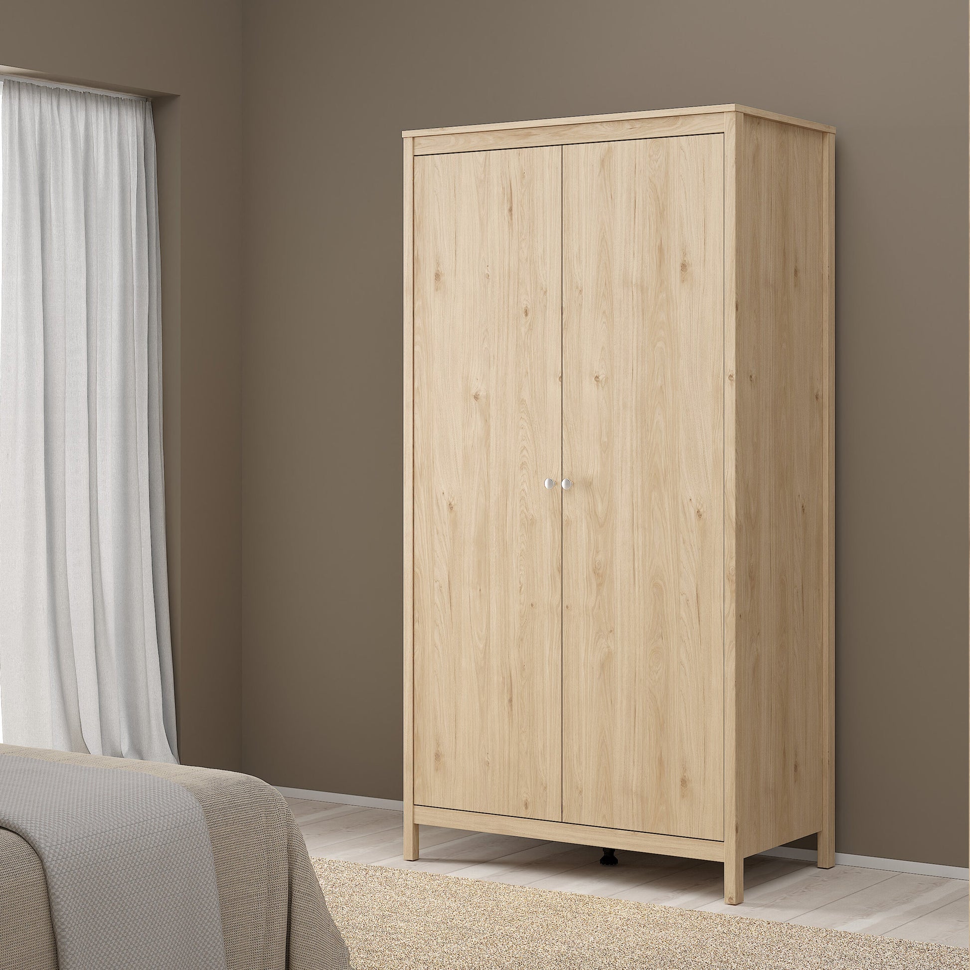 Cote | Furniture Madrid 3 Piece Bedroom Set  - Bedside Table, Chest  and 2 Door Wardrobe  - Oak Madrid, BUNDLE 726hlhlp1