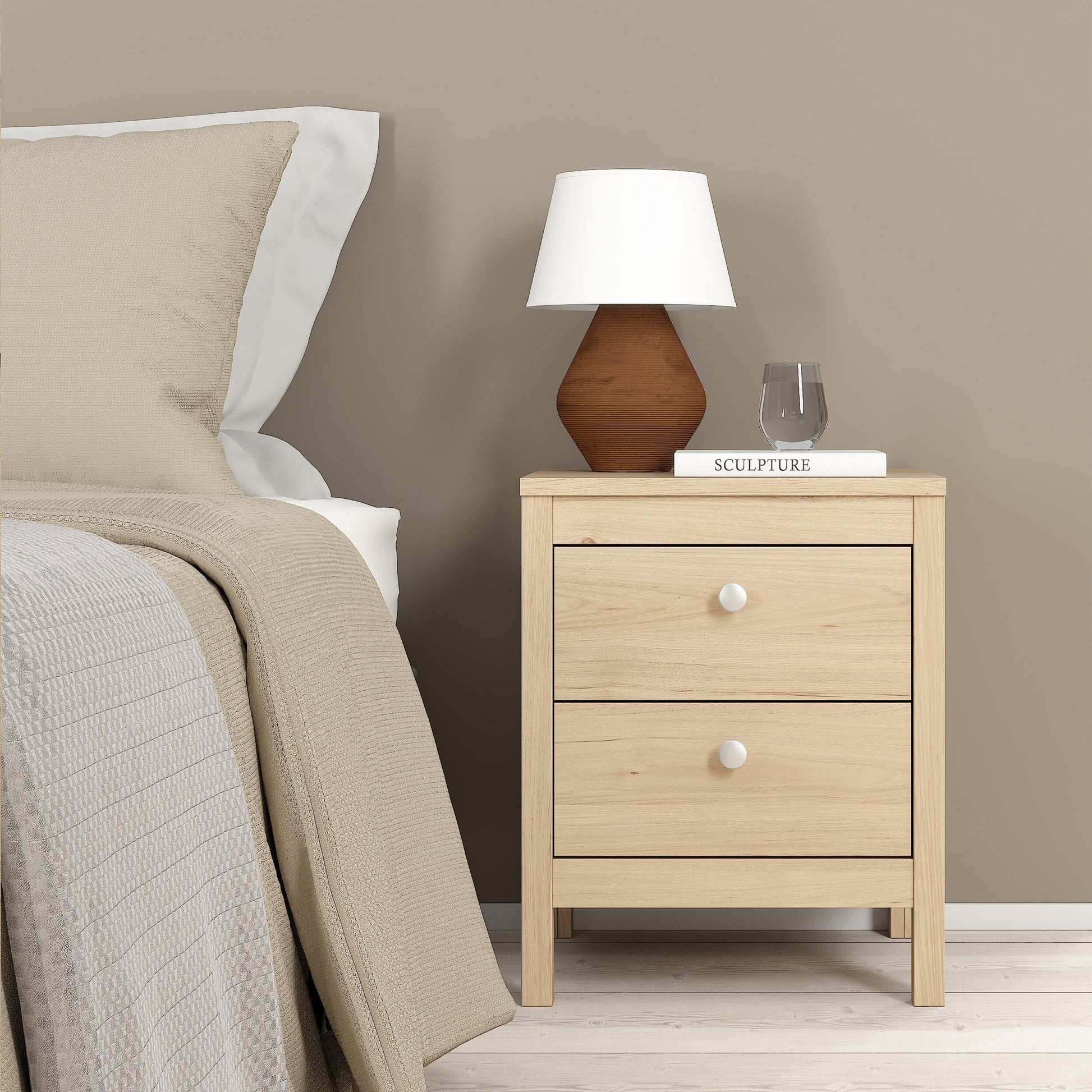 Cote | Furniture Madrid 3 Piece Bedroom Set  - Bedside Table, Chest  and 2 Door Wardrobe  - Oak Madrid, BUNDLE 726hlhlp1