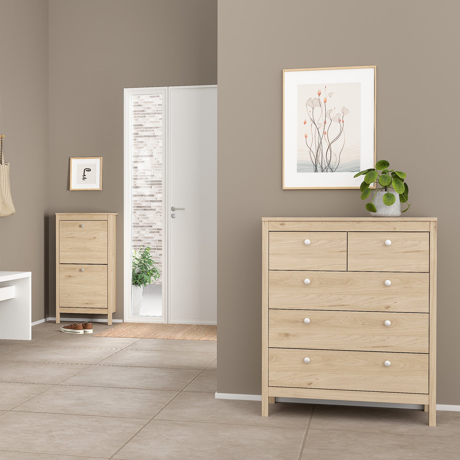 Cote | Furniture Madrid 3 Piece Bedroom Set  - Bedside Table, Chest  and 2 Door Wardrobe  - Oak Madrid, BUNDLE 726hlhlp1