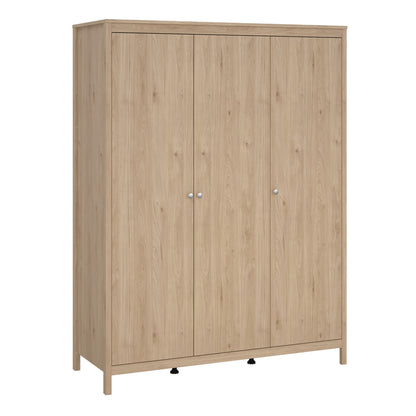 Cote | Furniture Madrid 3 Piece Bedroom Set - Bedside Table, Chest and 3 Door Wardrobe - Oak Madrid, BUNDLE 726hlhlp2