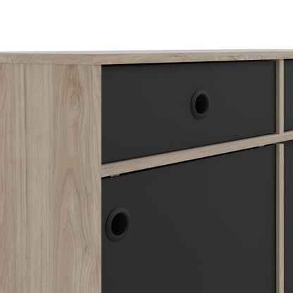 Cote | Furniture Rome Sideboard, 2 Sliding Doors + 2 Drawers- Oak & Black Rome, Sideboards 72866305hlgm