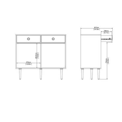 Cote | Furniture Rome Sideboard, 2 Sliding Doors + 2 Drawers- Oak & Black Rome, Sideboards 72866305hlgm