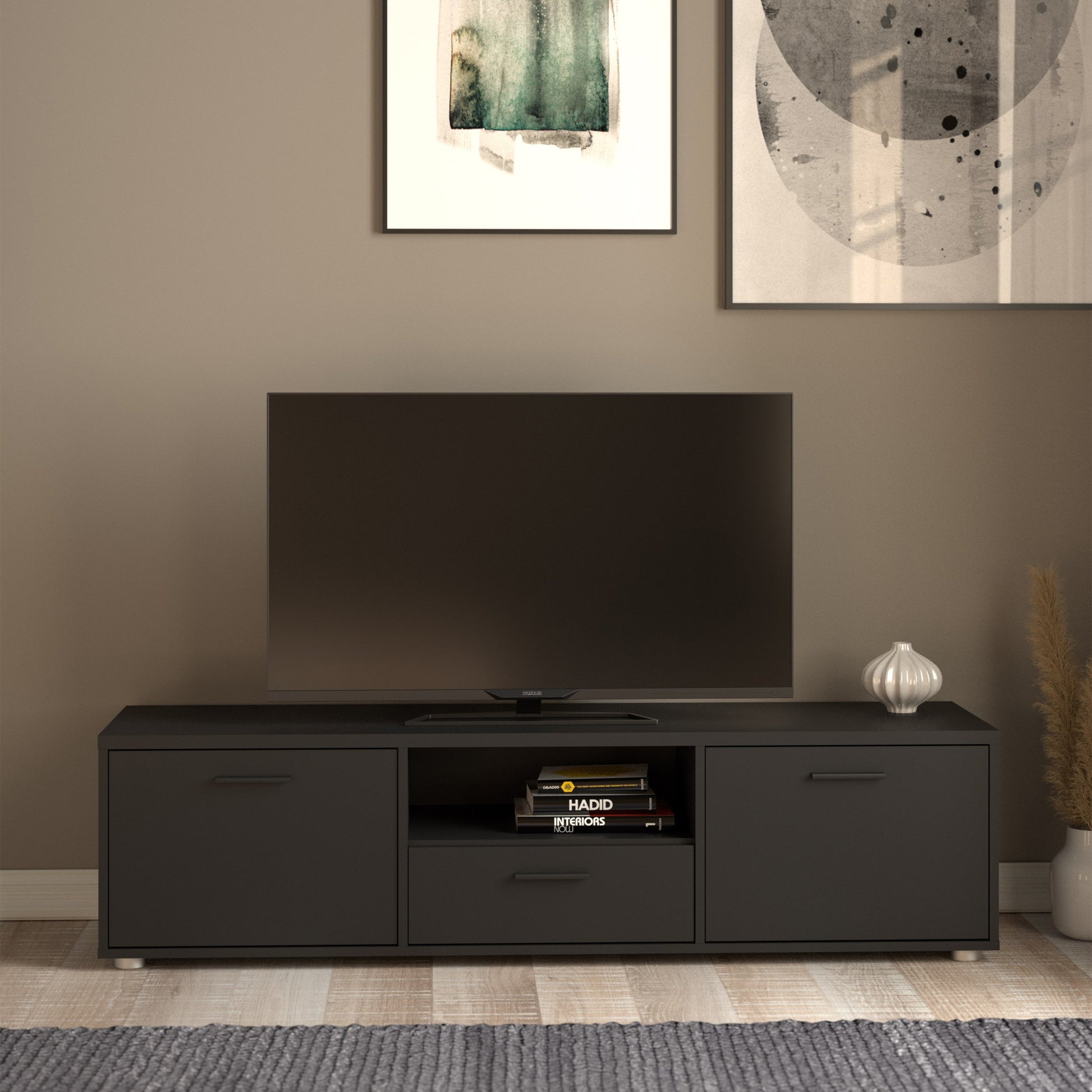 Cote | Furniture Media TV Unit  2 Doors + 1 Drawer - Black Media, TV Stands 72990403gmgm