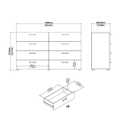 Cote | Furniture Dallas Sideboard Double Dresser, 8 Drawer - Dark Oak Dallas, Chest of Drawers 73070533glgl