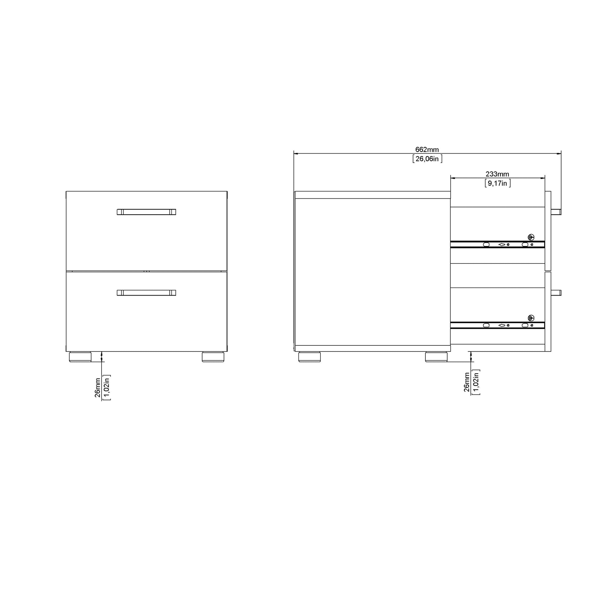 Cote | Furniture Dallas Bedside Table, 2 Drawer - Dark Oak Dallas, Bedside Tables 73070534glgl