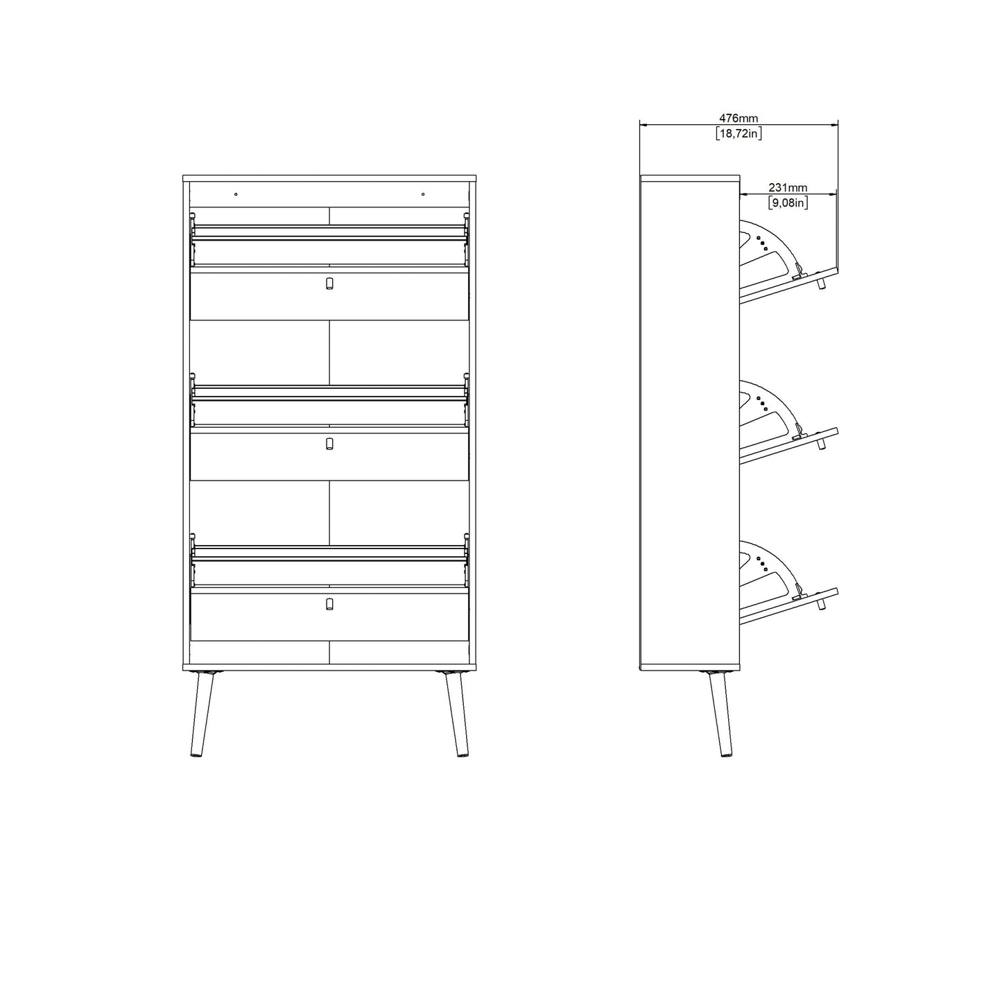 Cote | Furniture Cumbria Shoe Storage, 3 Flap Doors - White Cumbria, Shoe Storage 731491204949