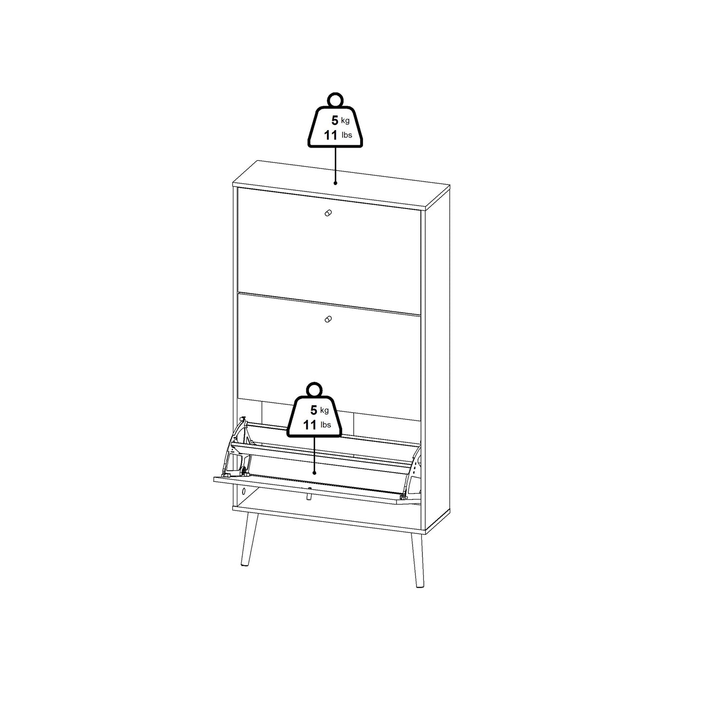 Cote | Furniture Cumbria Shoe Storage, 3 Flap Doors - White Cumbria, Shoe Storage 731491204949