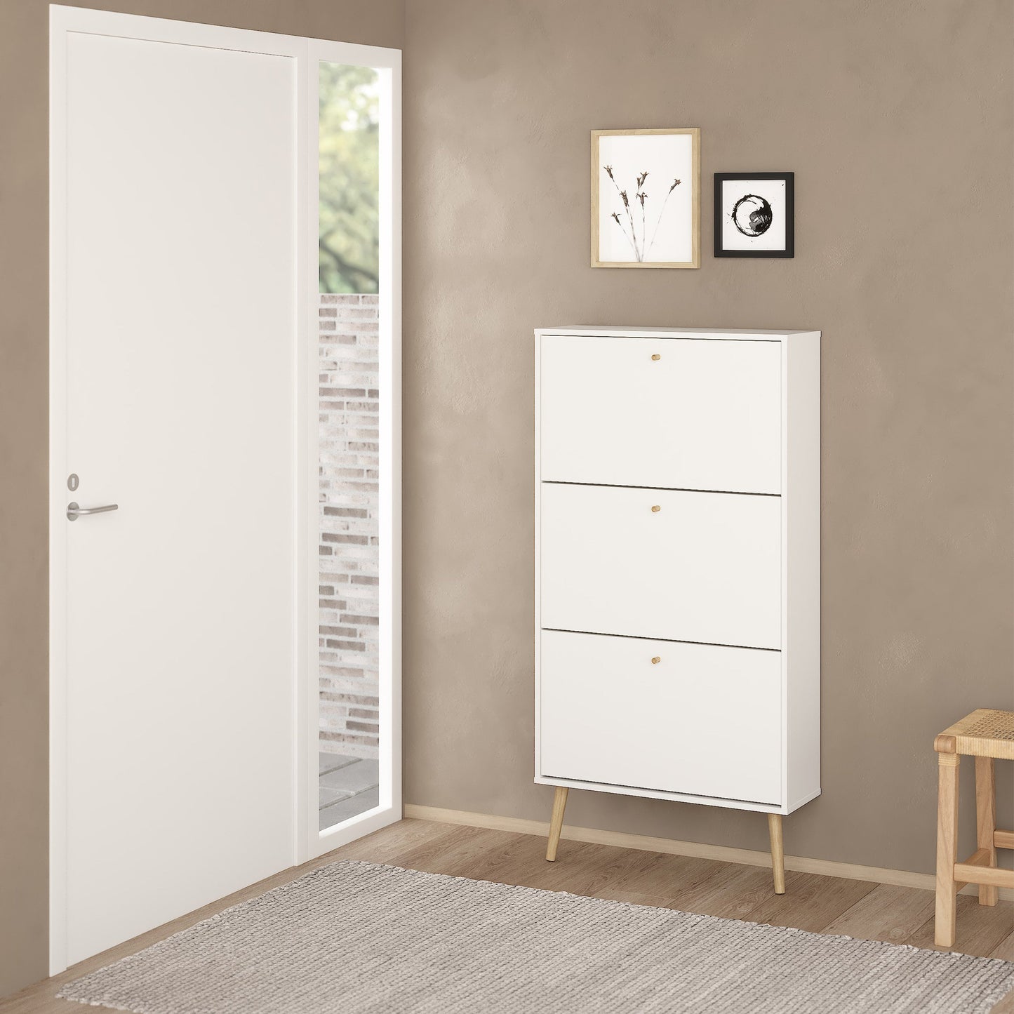 Cote | Furniture Cumbria Shoe Storage, 3 Flap Doors - White Cumbria, Shoe Storage 731491204949