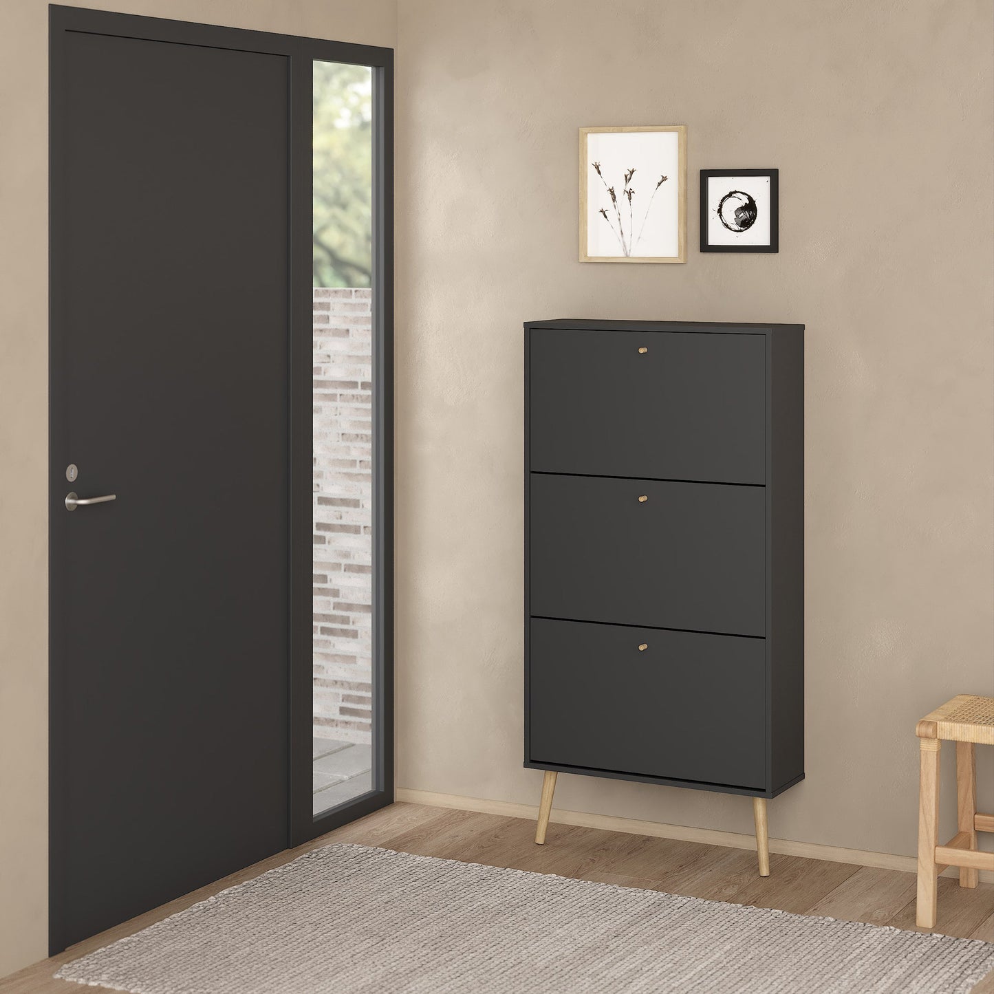 Cote | Furniture Cumbria Shoe Storage, 3 Flap Doors - Dark Grey Cumbria, Shoe Storage 73149120igig