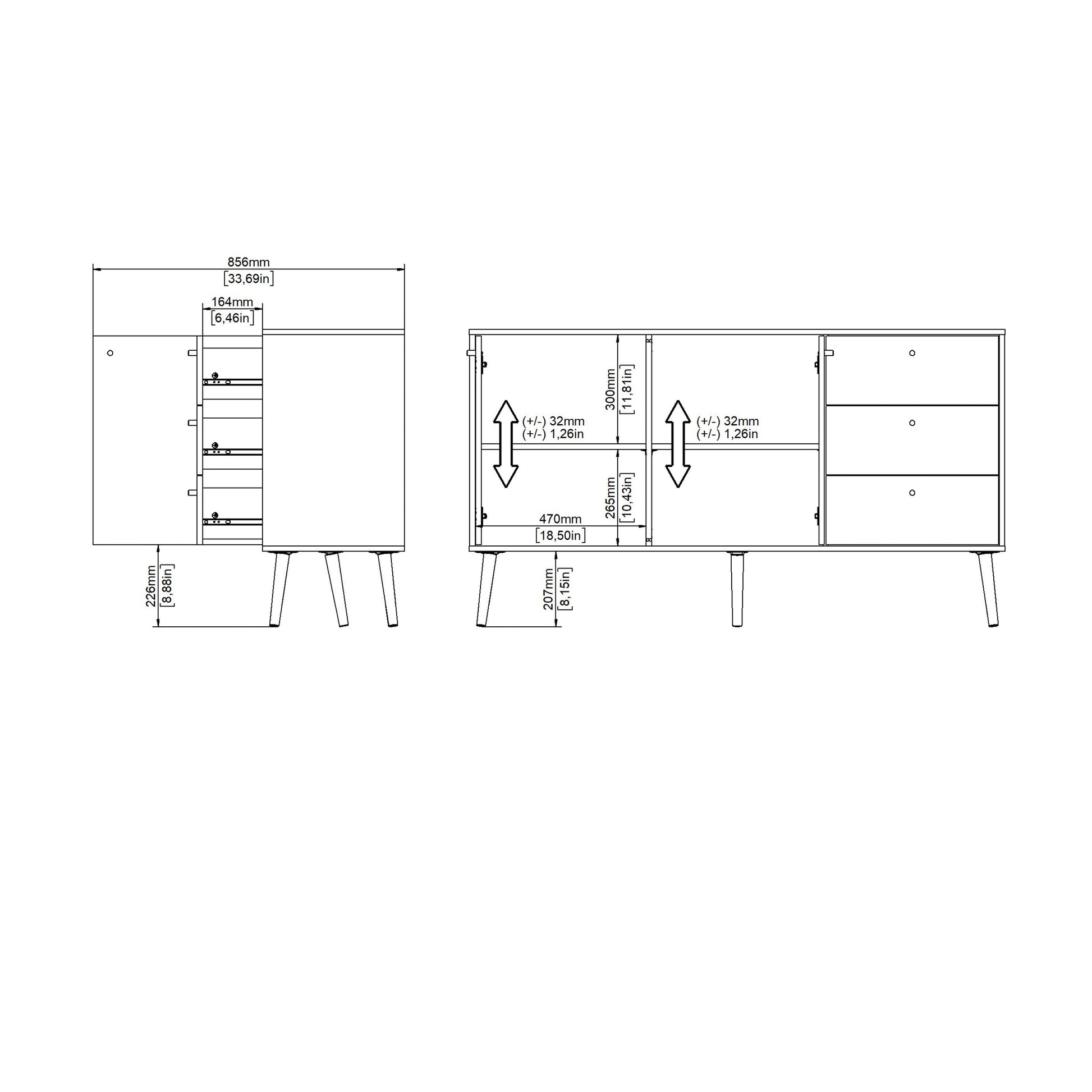 Cote | Furniture Cumbria Sideboard, 2 Door + 3 Drawer - White Cumbria, Sideboards 731491214949