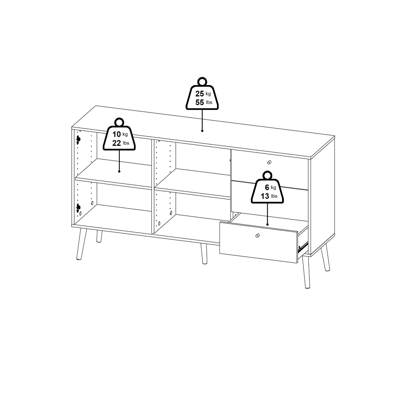 Cote | Furniture Cumbria Sideboard, 2 Door + 3 Drawer - White Cumbria, Sideboards 731491214949