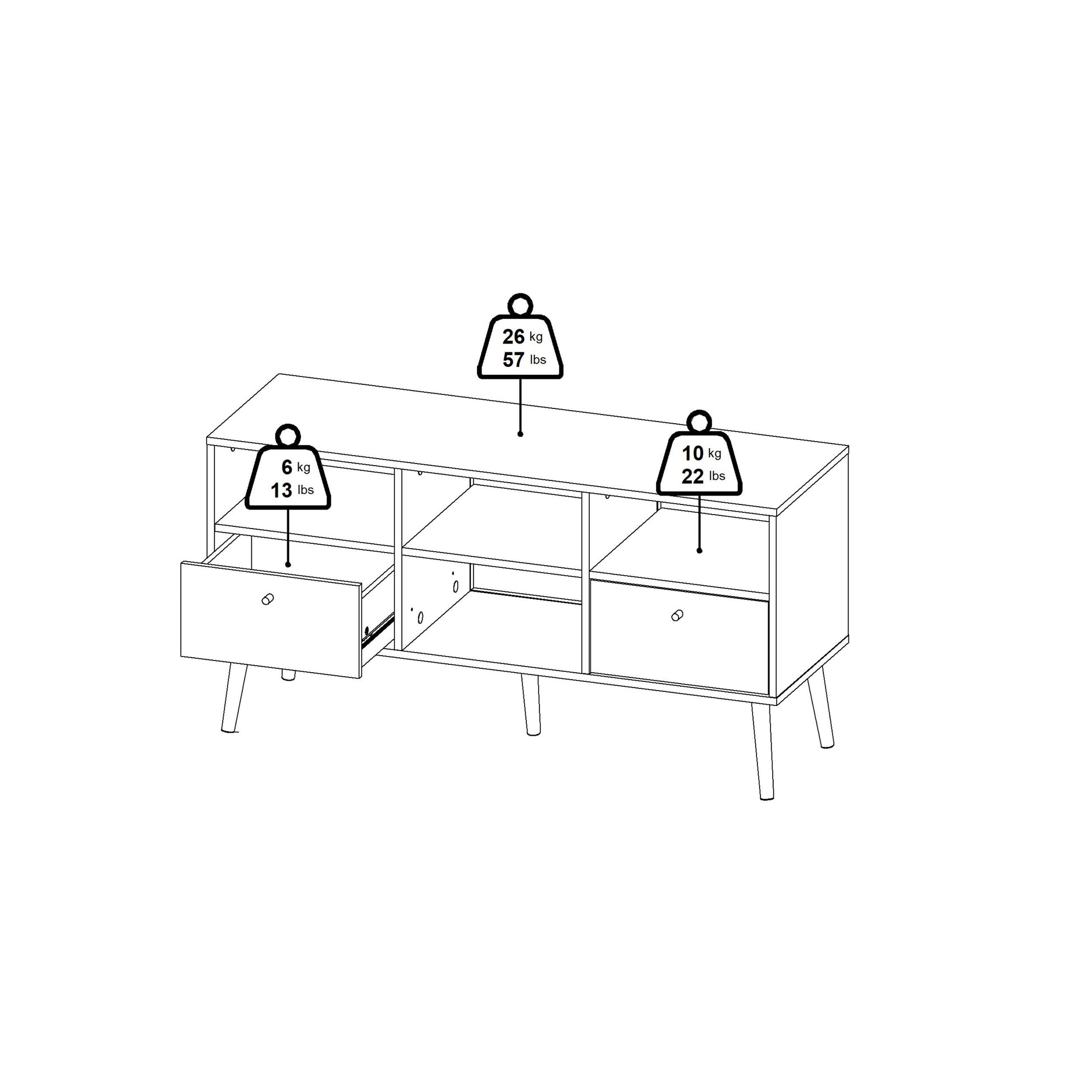 Cote | Furniture Cumbria TV Unit, 2 Drawer - White Cumbria, TV Stands 731491224949