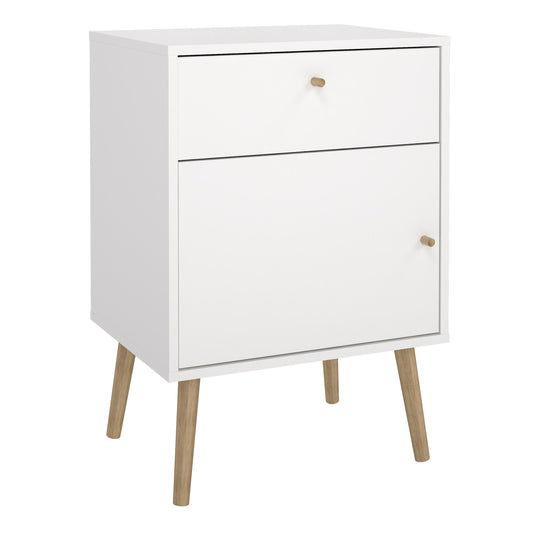 Cote | Furniture Cumbria Bedside Table, 1 Door + 1 Drawer - White Cumbria, Bedside Tables 731491234949