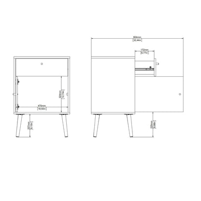 Cote | Furniture Cumbria Bedside Table, 1 Door + 1 Drawer -Dark Grey Cumbria, Bedside Tables 73149123igig