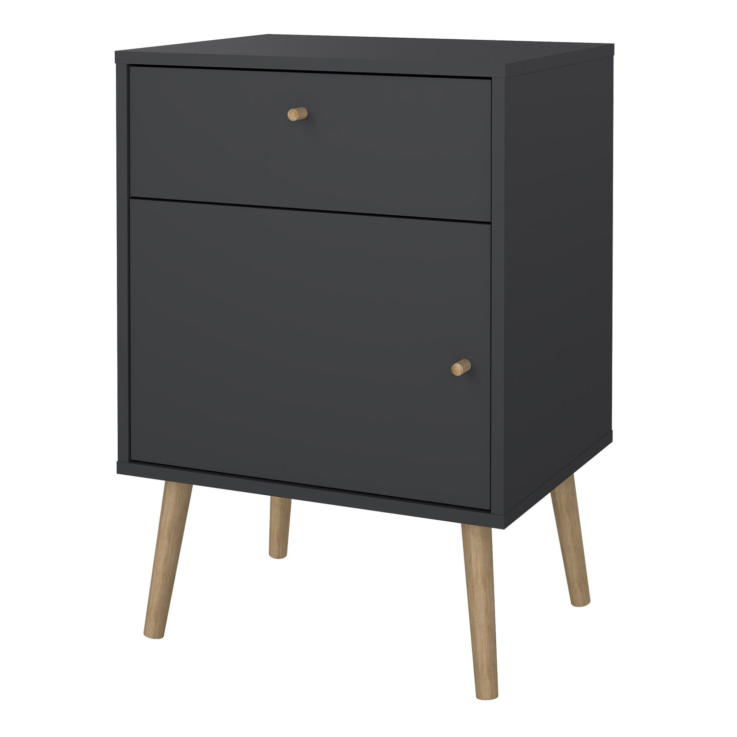 Cote | Furniture Cumbria Bedside Table, 1 Door + 1 Drawer -Dark Grey Cumbria, Bedside Tables 73149123igig