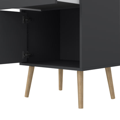 Cote | Furniture Cumbria Bedside Table, 1 Door + 1 Drawer -Dark Grey Cumbria, Bedside Tables 73149123igig