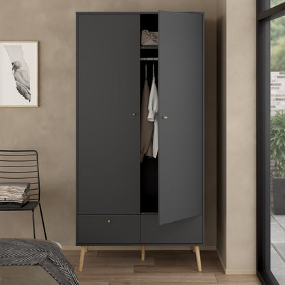 Cote | Furniture Cumbria Wardrobe, 2 Door + 2 Drawer - Dark Grey Cumbria, Wardrobes 73149127igig