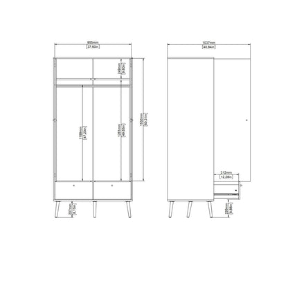 Cote | Furniture Cumbria Wardrobe, 2 Door + 2 Drawer - Dark Grey Cumbria, Wardrobes 73149127igig