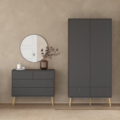 Cote | Furniture Cumbria Wardrobe, 2 Door + 2 Drawer - Dark Grey Cumbria, Wardrobes 73149127igig