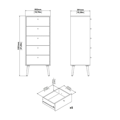 Cote | Furniture Cumbria Chest of Drawers, 5 Drawer - White Cumbria, Chest of Drawers 731491284949