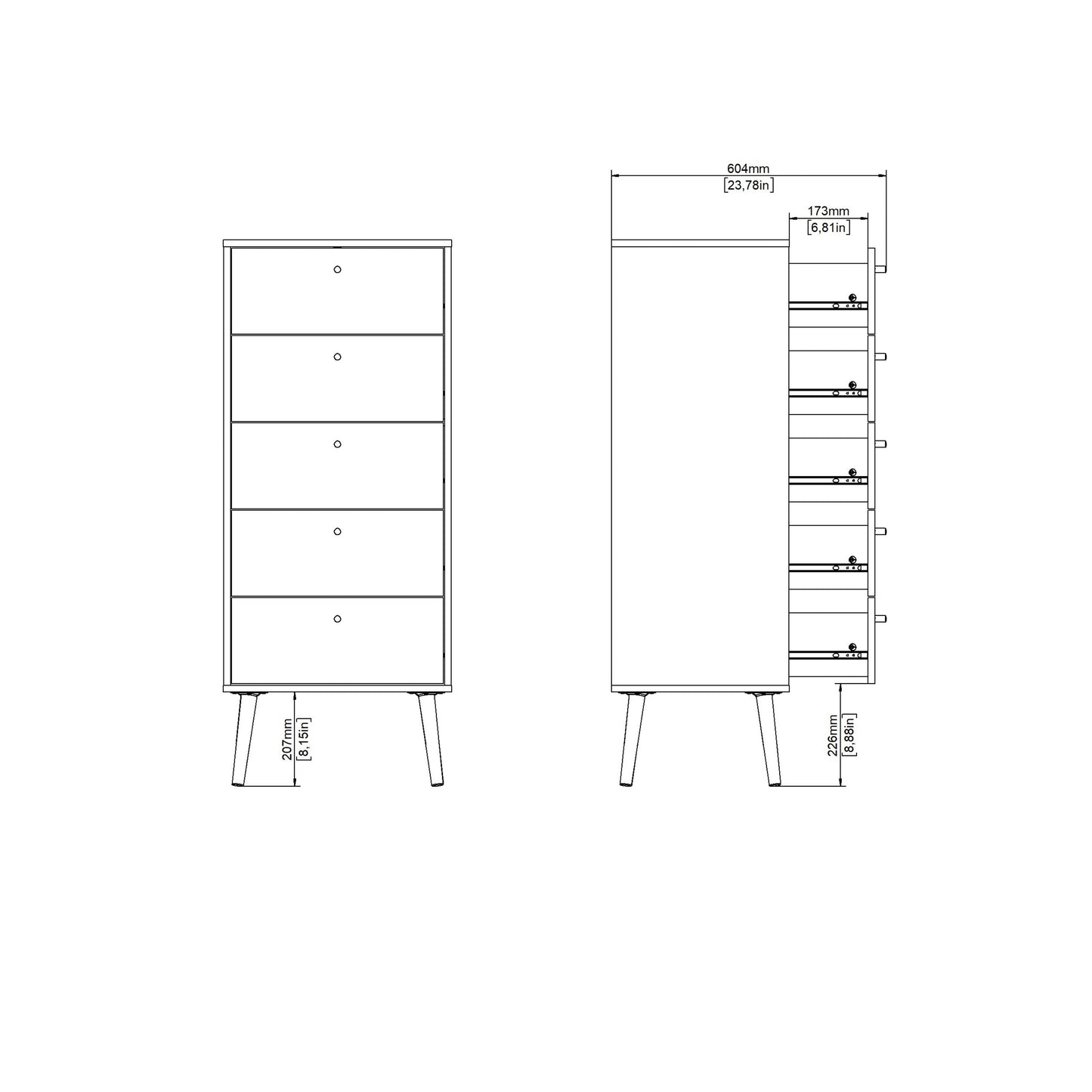 Cote | Furniture Cumbria Chest of Drawers, 5 Drawer - White Cumbria, Chest of Drawers 731491284949