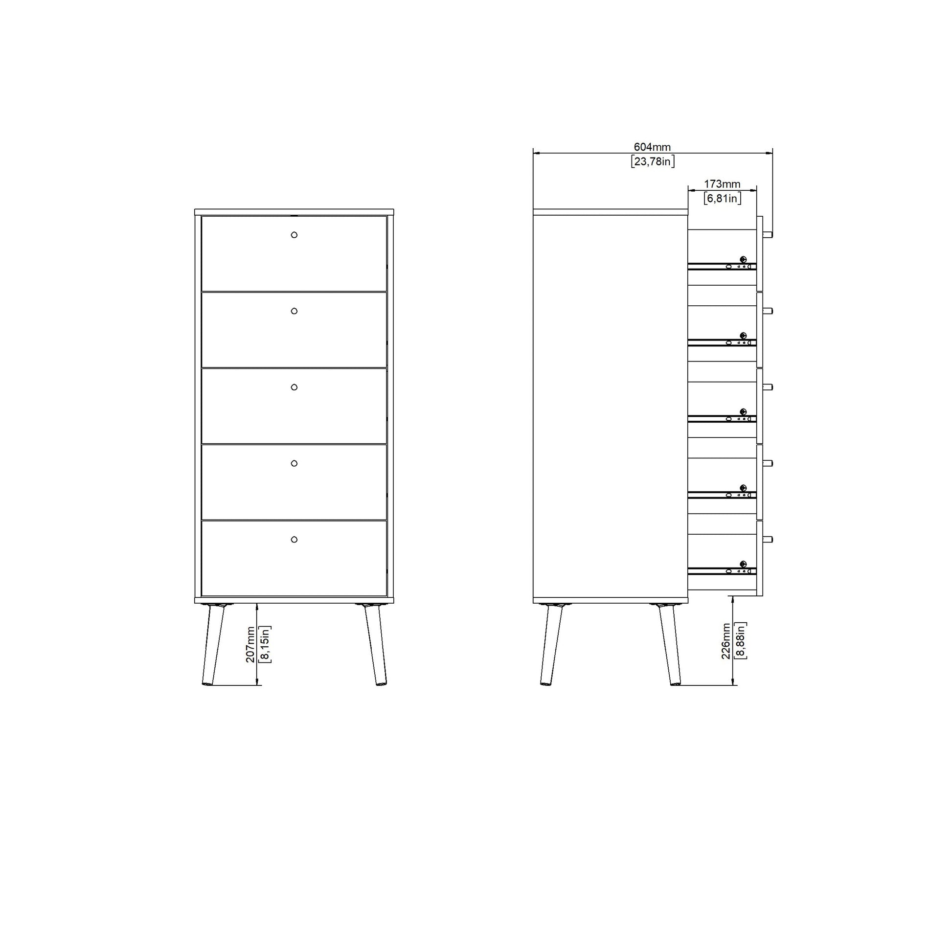 Cote | Furniture Cumbria Chest of Drawers, 5 Drawer - Dark Grey Cumbria, Chest of Drawers 73149128igig