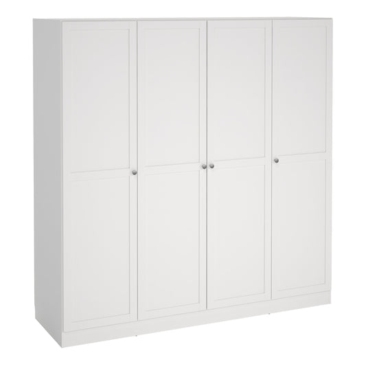 Cote | Furniture Brande Wardrobe, 4 Frame Doors - White Brande, Wardrobes 735680534949