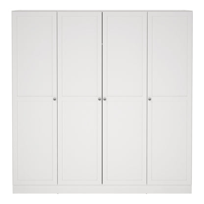 Cote | Furniture Brande Wardrobe, 4 Frame Doors - White Brande, Wardrobes 735680534949