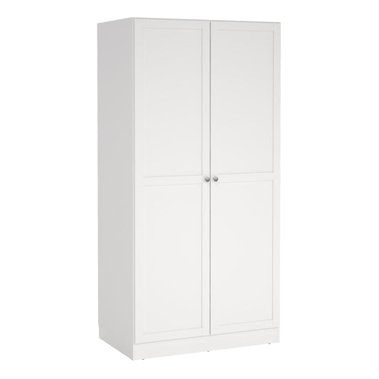 Cote | Furniture Brande Wardrobe, 2 Frame Doors - White Brande, Wardrobes 735680544949