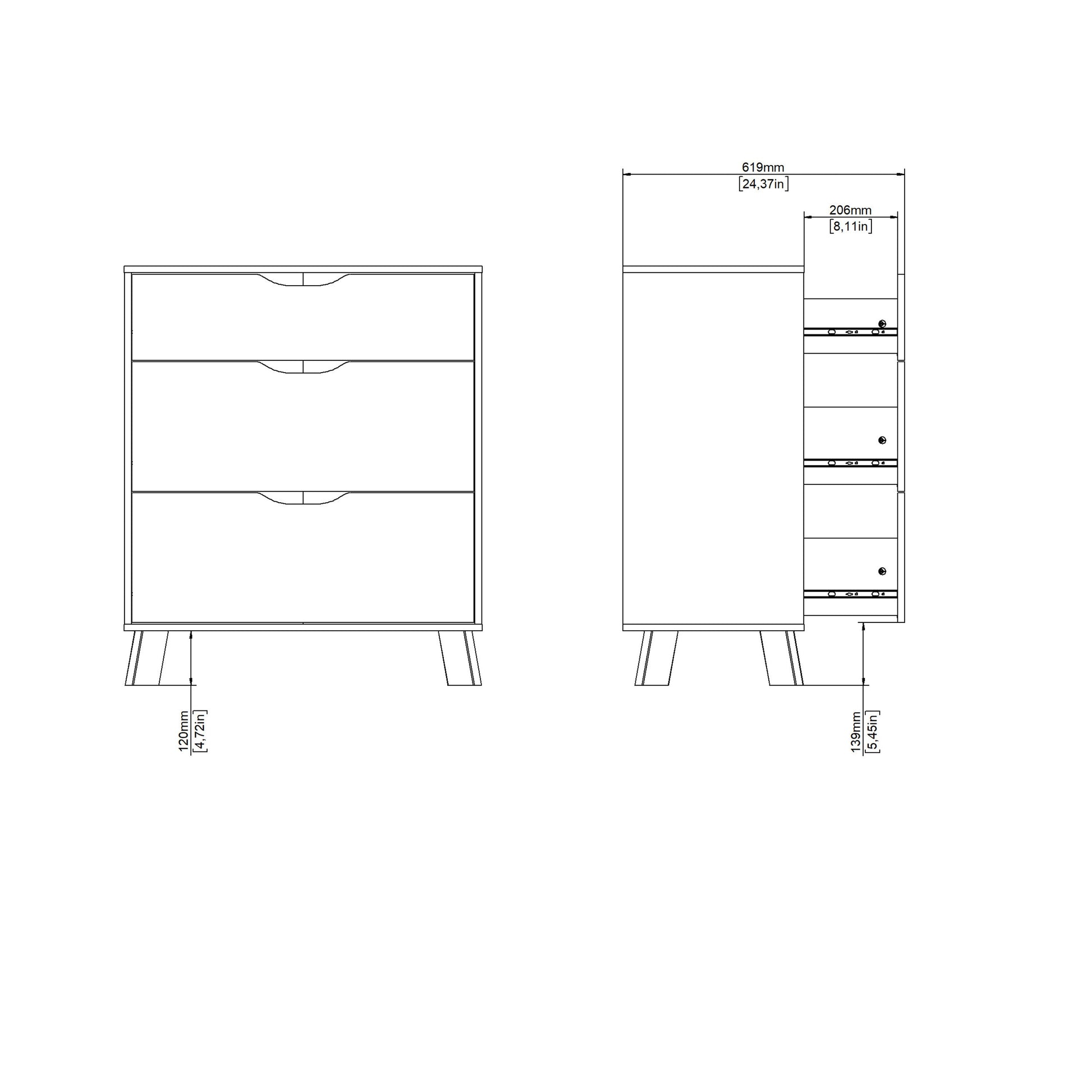 Cote | Furniture Ikast Chest of Drawers, 3 Drawer - Oak & White Ikast, Chest of Drawers 73686703hl49