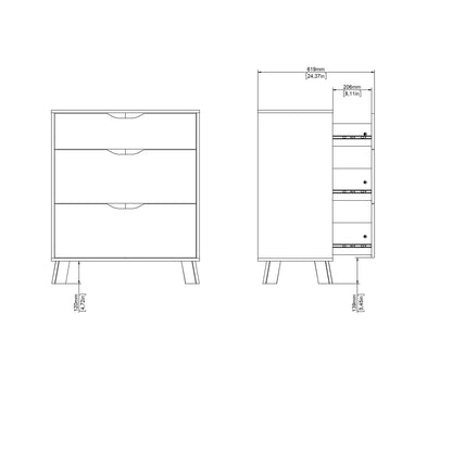 Cote | Furniture Ikast Chest of Drawers, 3 Drawer - Oak & White Ikast, Chest of Drawers 73686703hl49