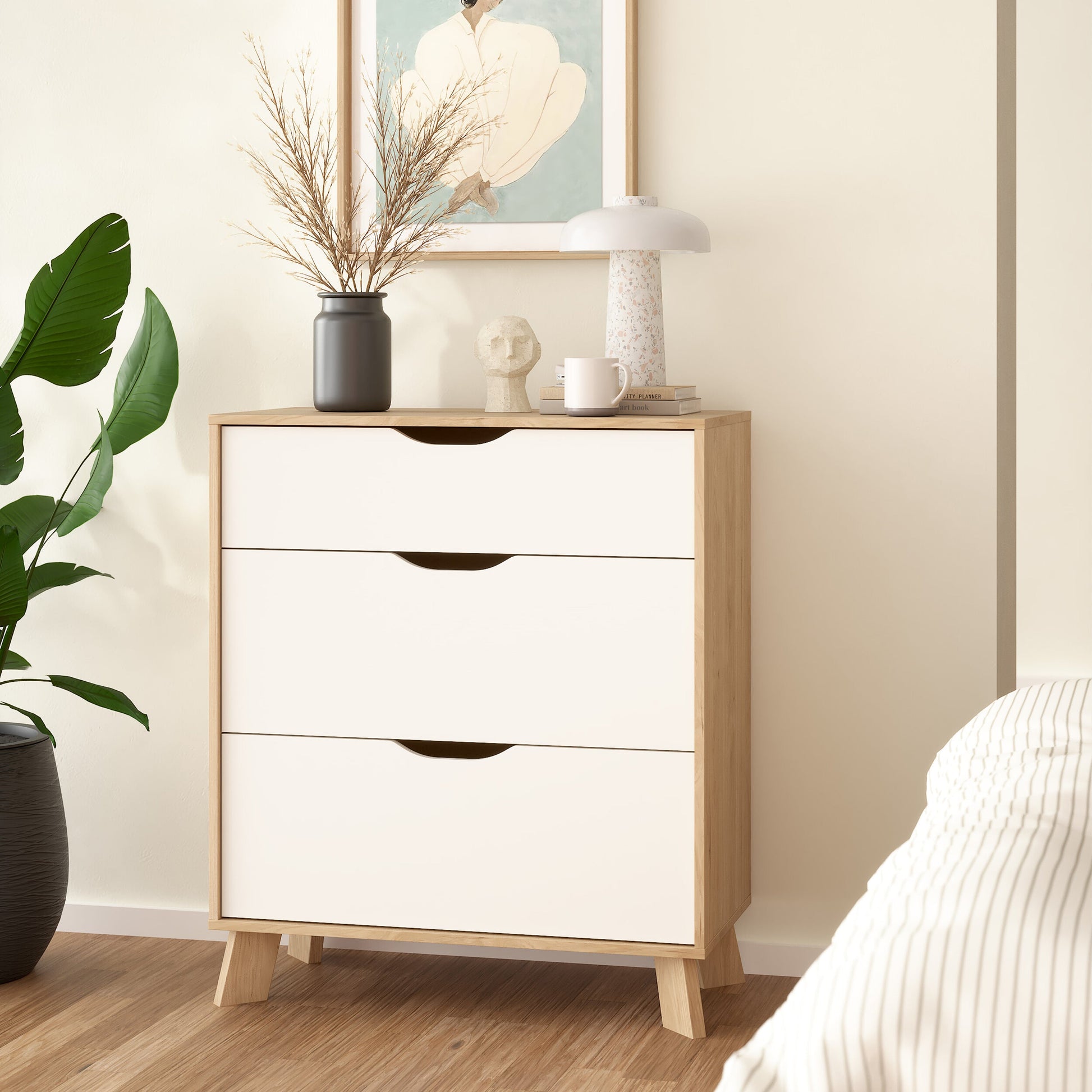 Cote | Furniture Ikast Chest of Drawers, 3 Drawer - Oak & White Ikast, Chest of Drawers 73686703hl49