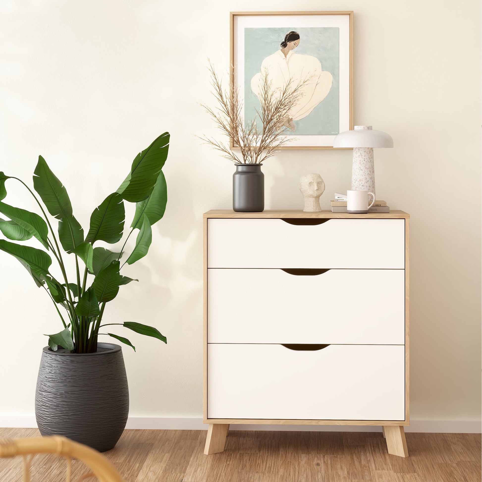 Cote | Furniture Ikast Chest of Drawers, 3 Drawer - Oak & White Ikast, Chest of Drawers 73686703hl49