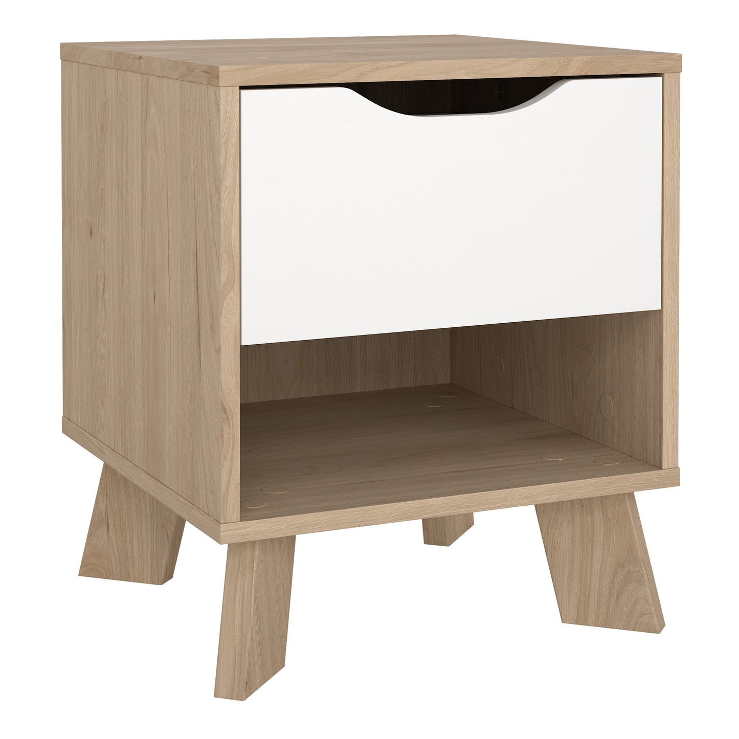 Cote | Furniture Ikast Bedside Table, 1 Drawer- Oak & White Ikast, Bedside Tables 73686704hl49