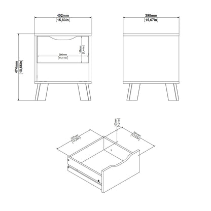 Cote | Furniture Ikast Bedside Table, 1 Drawer- Oak & White Ikast, Bedside Tables 73686704hl49