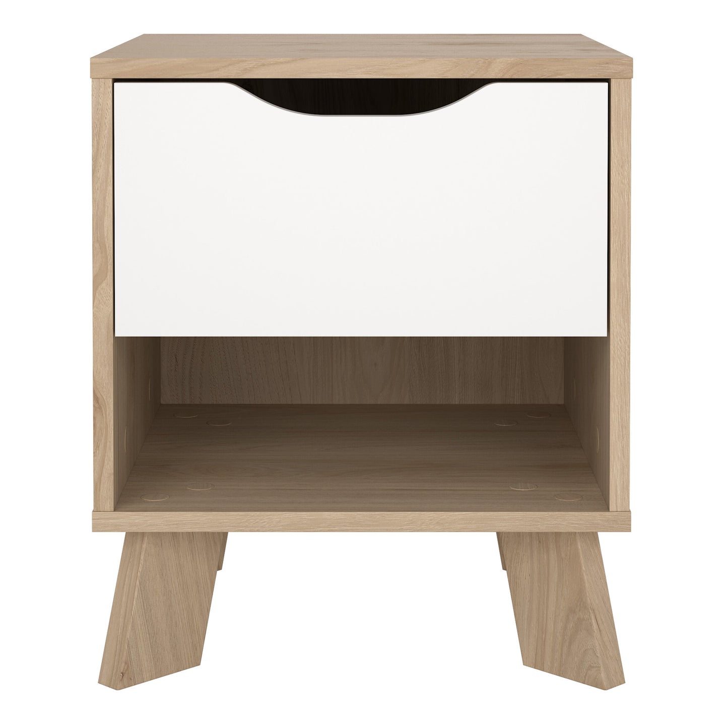 Cote | Furniture Ikast Bedside Table, 1 Drawer- Oak & White Ikast, Bedside Tables 73686704hl49