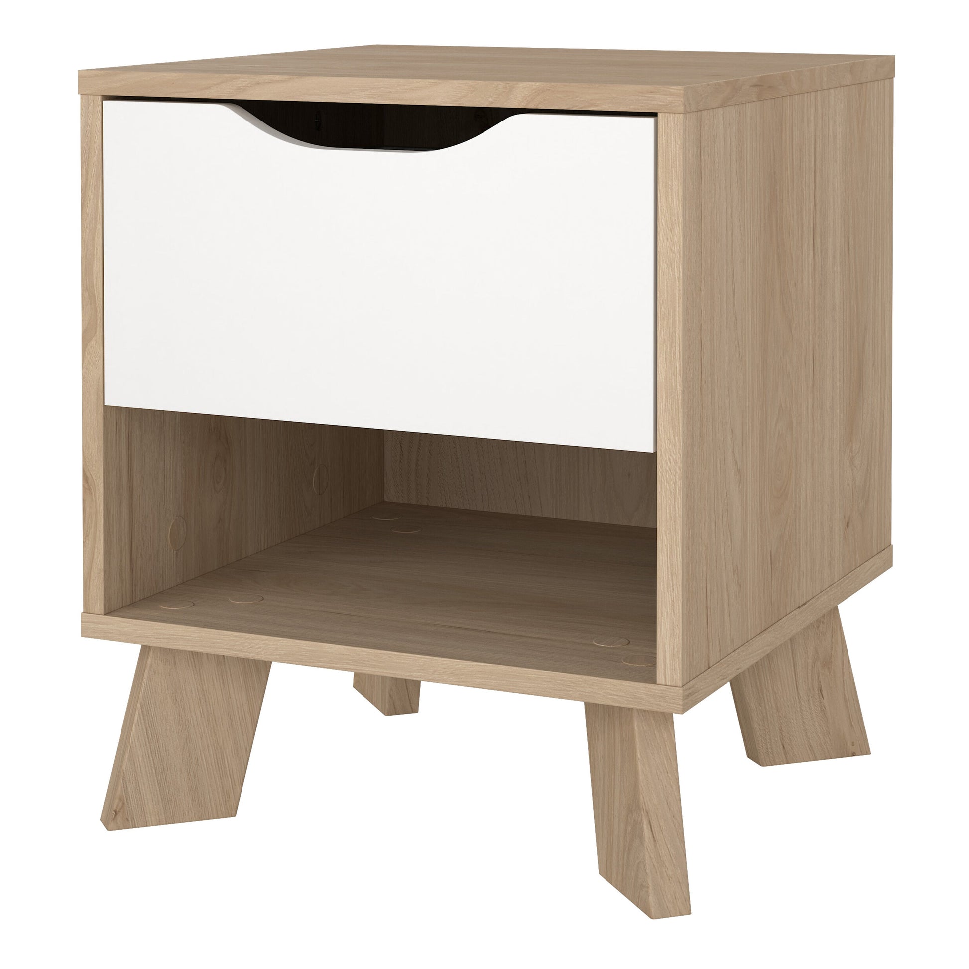 Cote | Furniture Ikast Bedside Table, 1 Drawer- Oak & White Ikast, Bedside Tables 73686704hl49