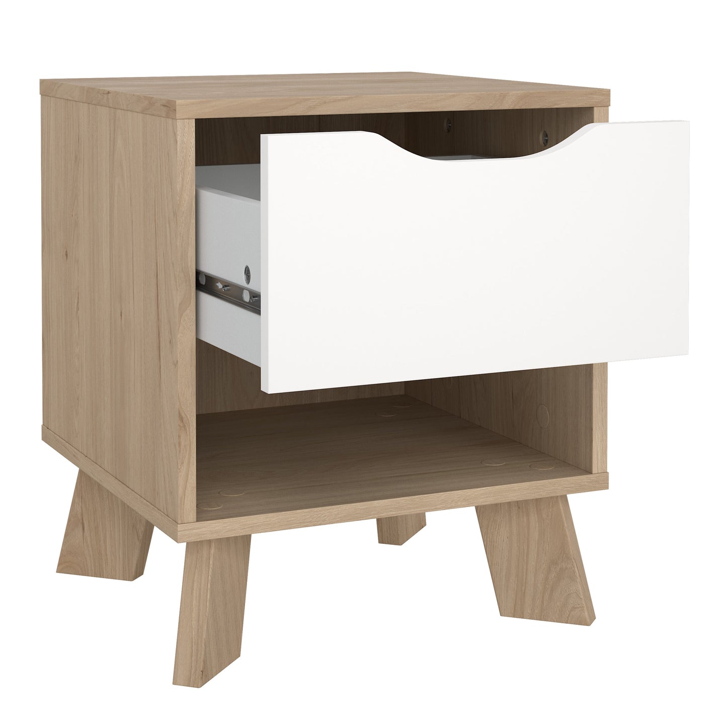 Cote | Furniture Ikast Bedside Table, 1 Drawer- Oak & White Ikast, Bedside Tables 73686704hl49