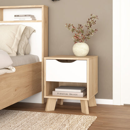 Cote | Furniture Ikast Bedside Table, 1 Drawer- Oak & White Ikast, Bedside Tables 73686704hl49