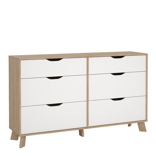 Cote | Furniture Ikast Sideboard Double Dresser, 6 Drawer - Oak & White Ikast, Chest of Drawers 73686711hl49