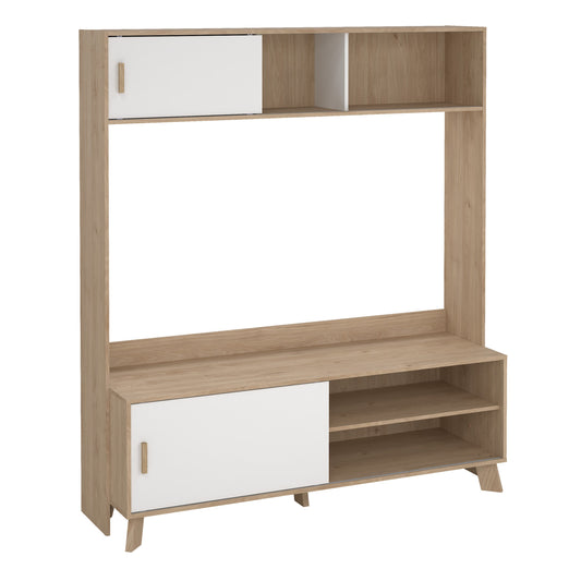 Cote | Furniture Ikast TV Unit (Wall), 2 Sliding Doors - Oak & White Ikast, TV Stands 73686718hl49