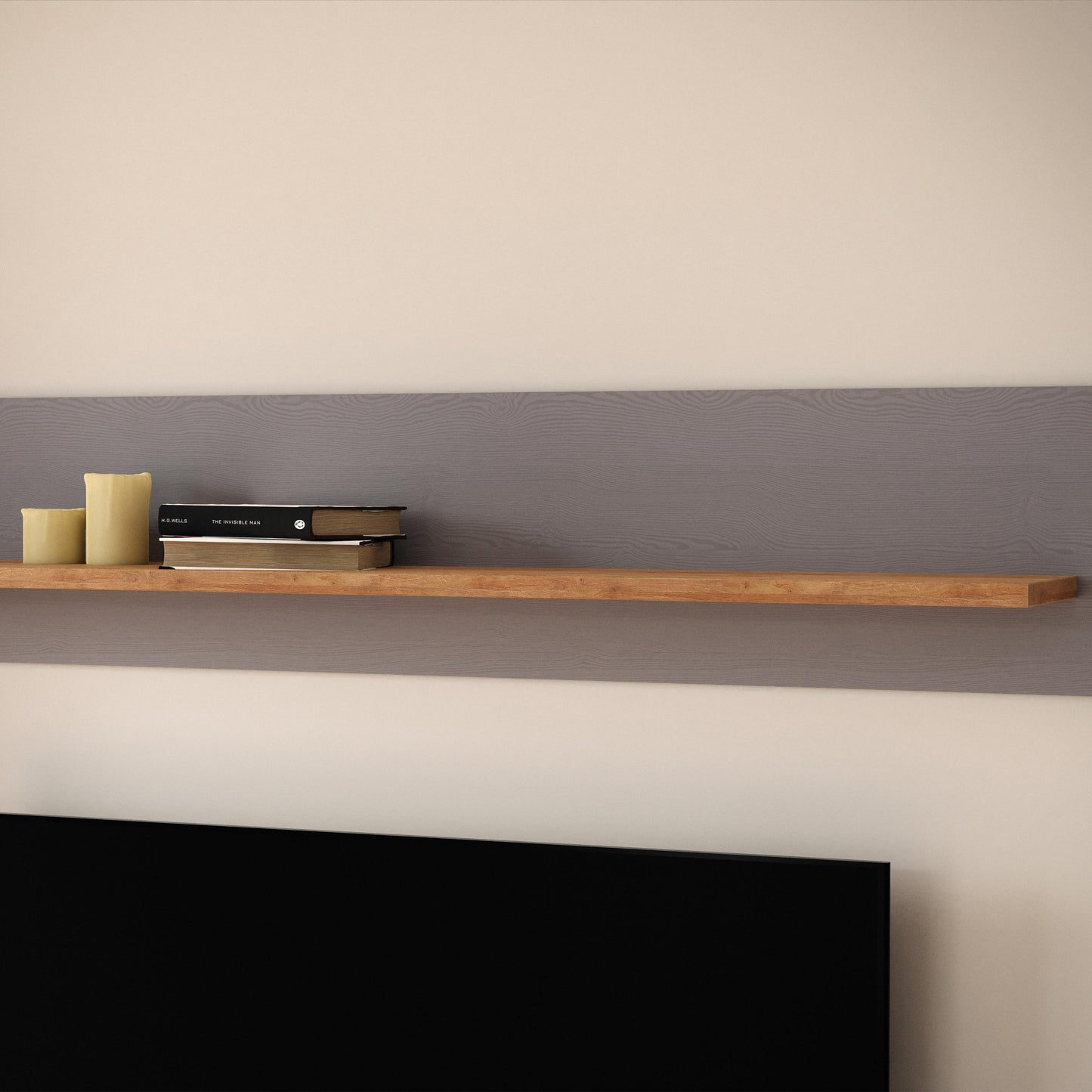 Cote | Furniture Bohol Wall Shelf - Oak/Grey Bohol, Shelving 801bhlb01-m478